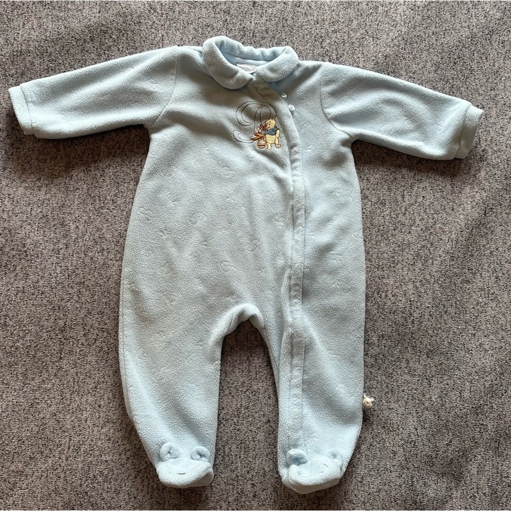 🌟3/$20🌟 Disney Winnie the Pooh Baby Fleece Zip Front Footie Pajamas Size 9 month